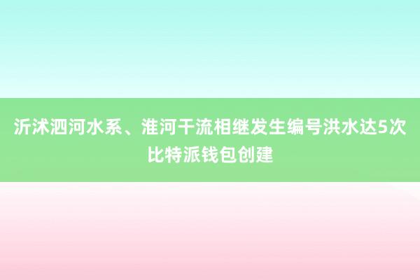 沂沭泗河水系、淮河干流相继发生编号洪水达5次比特派钱包创建