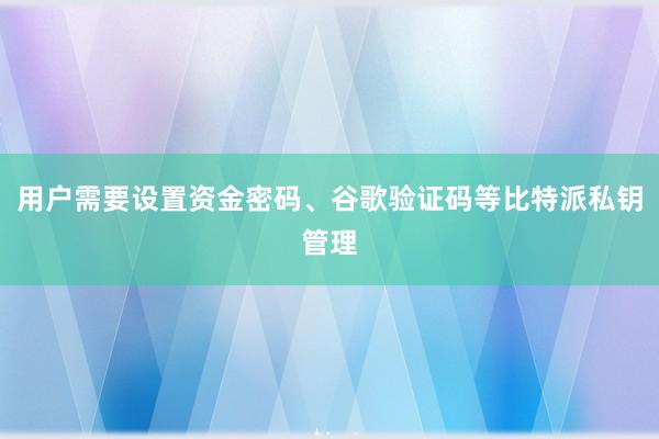 用户需要设置资金密码、谷歌验证码等比特派私钥管理