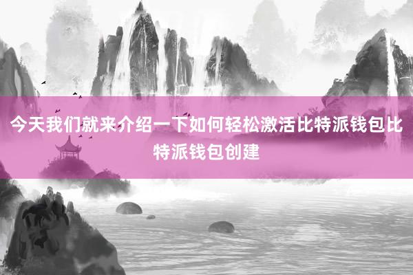 今天我们就来介绍一下如何轻松激活比特派钱包比特派钱包创建