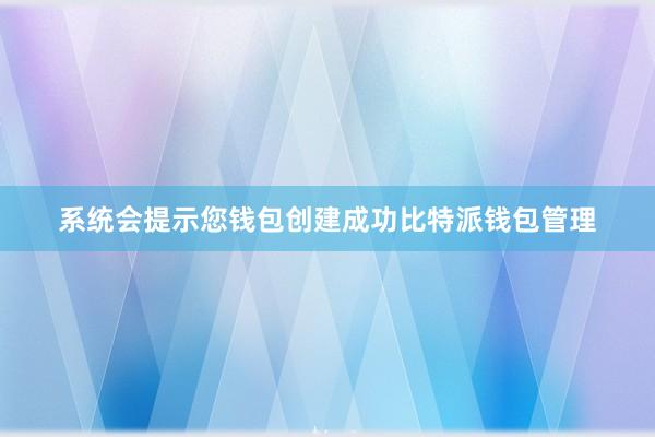 系统会提示您钱包创建成功比特派钱包管理