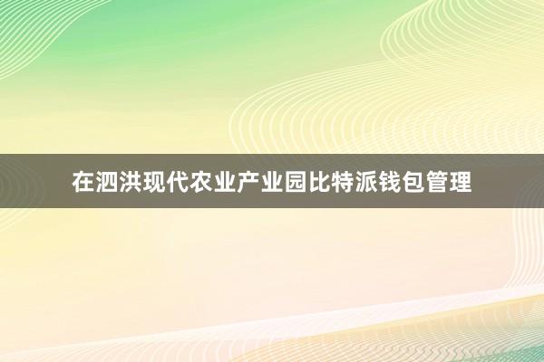 在泗洪现代农业产业园比特派钱包管理