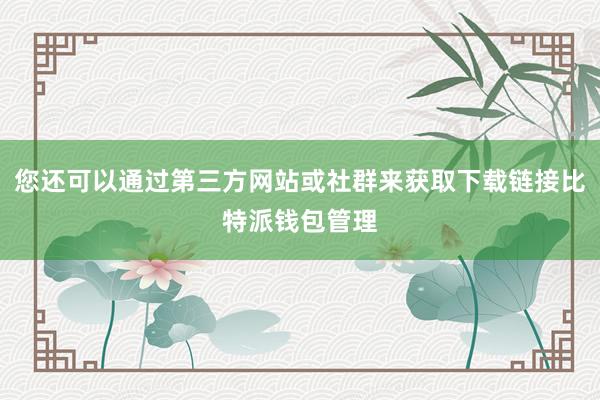 您还可以通过第三方网站或社群来获取下载链接比特派钱包管理