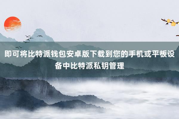 即可将比特派钱包安卓版下载到您的手机或平板设备中比特派私钥管理