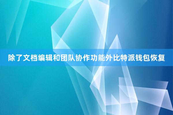 除了文档编辑和团队协作功能外比特派钱包恢复