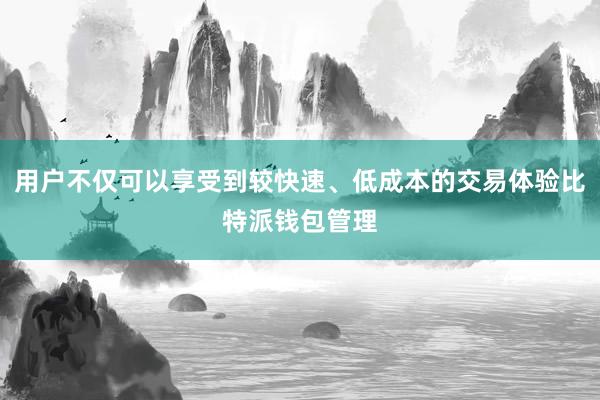 用户不仅可以享受到较快速、低成本的交易体验比特派钱包管理