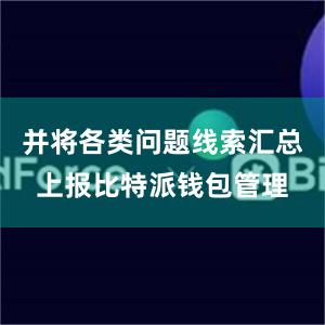 并将各类问题线索汇总上报比特派钱包管理